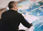 Manuel Scano Larrazàbal in residenza presso la Collezione Ramo per la partecipazione alla Milano Drawing Week. Foto Martin Mae