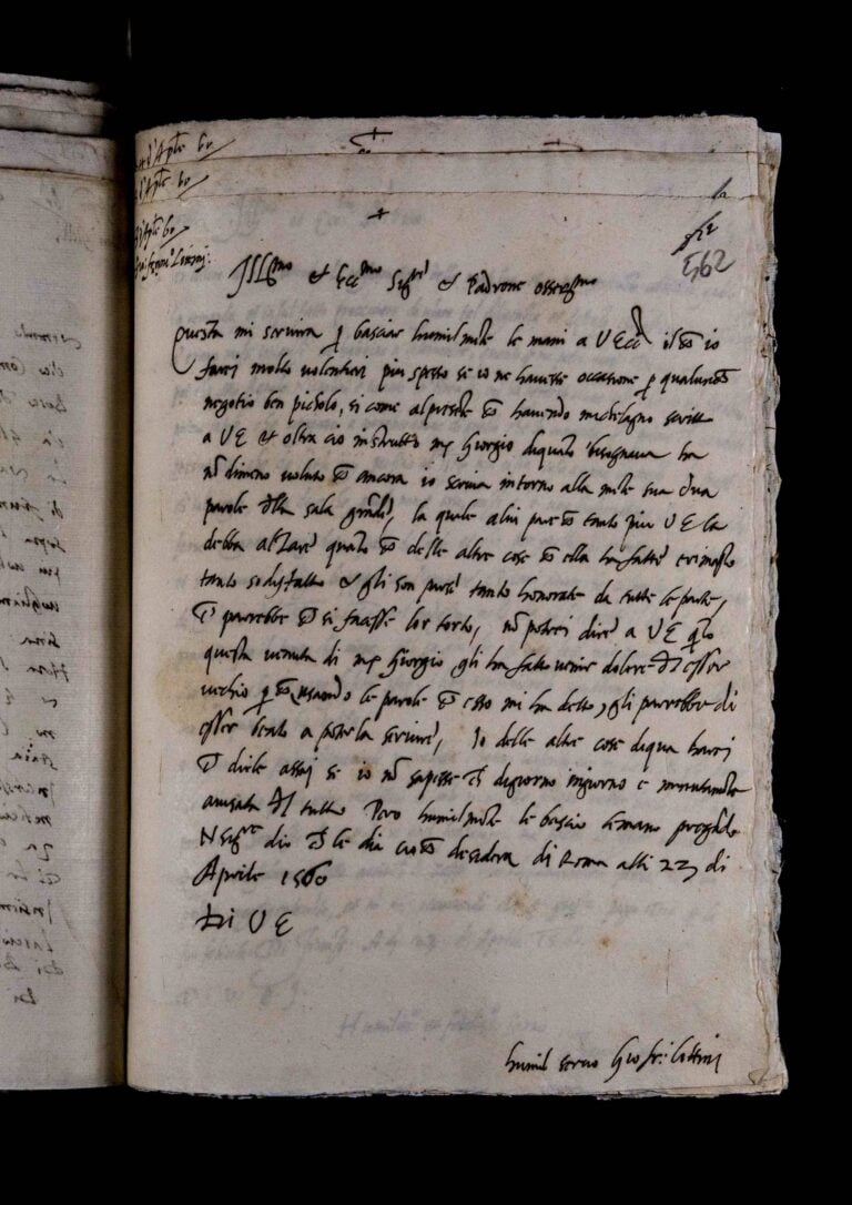 Lettera di Giovan Francesco Lottini a Cosimo I, 23 aprile 1560, Archivio di Stato di Firenze, 484, c. 562r