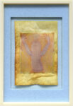 Oscar Giaconia NEMAT-PUPPET-FROG, 2023 acetati, polietilene-film, carta fritta, carta dielettrica, acrilico, ossidi, anilina, coagulante liquido, emulsione plastica in teca di nylon e gomma piuma 40 x 26 cm (64 x 44 cm framed) ph. Giorgio Benni courtesy OG STUDIO and Monitor Rome, Lisbon, Pereto