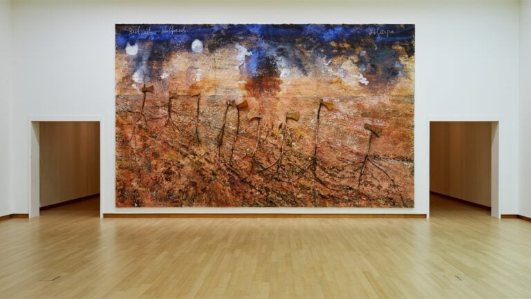 Anselm Kiefer, Beilzeit - Wolfzeit, 2019. Courtesy of the artist and Gagosian Gallery. In Anselm Kiefer - Sag mir wo die Blumen sind, Stedelijk Museum Amsterdam & Van Gogh Museum, 2025. Photo: Michael Floor.