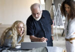 Franca Sozzani con Michelangelo Pistoletto e la figlia Pietra, fondatrice dei progetti moda della Fondazione. Foto Federico Amici