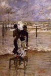 Luigi Gioli  (San Frediano a Settimo, Pisa 1855 - Firenze 1947),  Signore in riva al mare, 1900 ca.