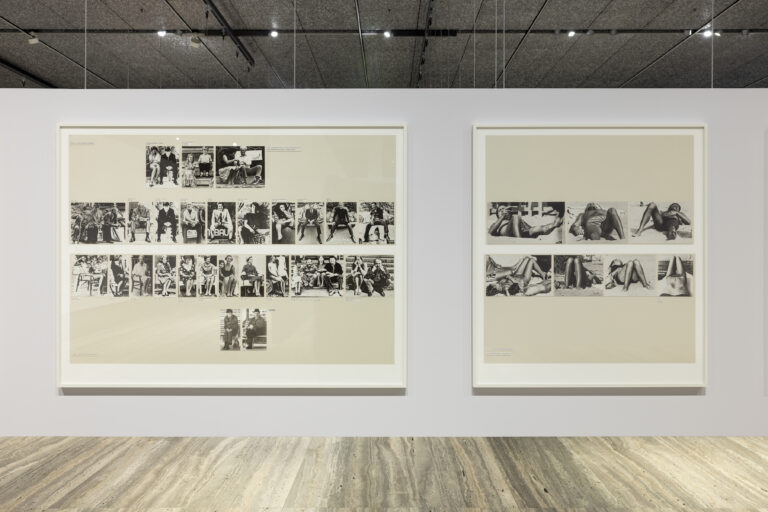 Immagine della mostra “Typologien: Photography in 20th-century Germany”, Curata da Susanne Pfeffer Foto: Roberto Marossi, Courtesy Fondazione Prada, Marianne Wex Let’s Take Back Our Space: ‘Female’ and ‘Male’ Body Language as a Result of Patriarchal Structures [Riprendiamoci il nostro spazio: il linguaggio del corpo “femminile” e “maschile” come risultato dei costrutti patriarcali] Historical Example: Seated Men and Women, 1977/2019 [esempi storici: donne e uomini seduti] Arm and Leg Positions, Lying on the Ground, 1977/2018 [posizioni di braccio e gamba, distesi per terra] Stampe d’archivio a getto d’inchiostro / Archival inkjet prints Edizione di 5 + 2 PA (#2/5) / Edition of 5 + 2 AP (#2/5) Courtesy of the artist and Tanya Leighton, Berlin