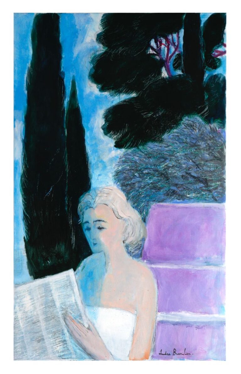André Brasilier, Lettura sotto i pini, 2019, olio su tela, 2018 Courtesy Galerie Opera