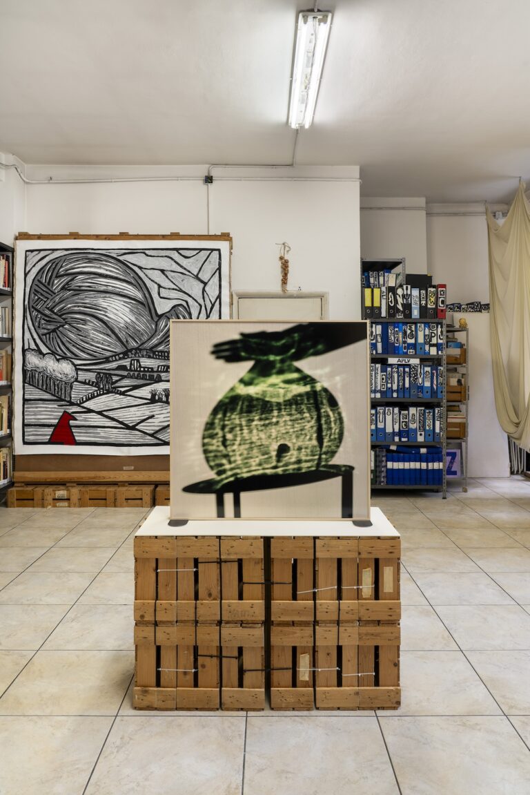 Eva Frapiccini, installation view at Archivio Atelier Pharaildis Van den Broeck, Milano, 2025. Photo Tiziano Ercoli