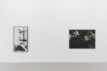 The Rosy Crucifixion, Galleria Massimo Minini, 2025. Ph. Petrò Gilberti - Da sx: Sophie Thun, Refragmented Room 3 – Oberkasseler Straße to Blücherstraße to Poljanski nasip to Regent’s Park to Piwna to Blücherstraße, Floor Two to Three, 2024; Roberto de Pinto, Io che ti guardo nascosto e commosso II, 2024