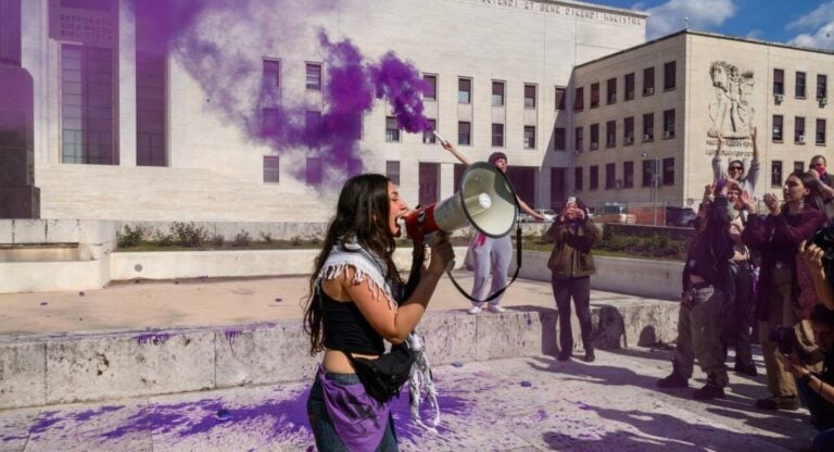 Manifestazione contro i femminicidi e la violenza di genere. La Sapienza, Roma, 3 aprile 2025