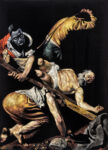 Roméo Mivekannin, D'après Le crucifiement de Saint Pierre, Le Caravage (1600), 2024. © Roméo Mivekannin, by SIAE 2025, Courtesy of the artist and Galerie Cecile Fakhoury. Photo Roberto Marossi
