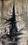 Jacopo Pannocchia. Guglia,130x80 cm, carbone, pigmenti,argilla e ossidi su tavola preparata,2025. Courtesy of the artist