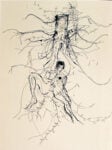 Jacopo Pannocchia.Figura con tronco d'albero, 2015, inchiostro su carta, cm 50x35.Courtesy of the artist