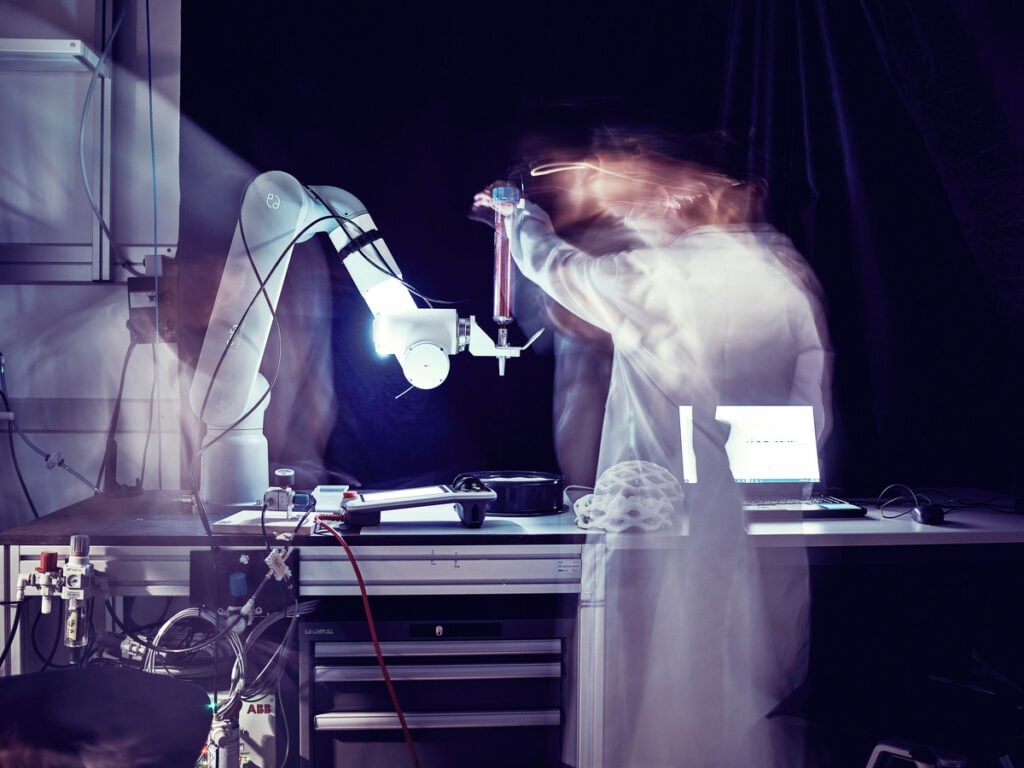 Robotic biofabrication platform, ETH Zurich, 2024. Photo: Beda Schmid