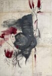 Jacopo Pannocchia. Senza titolo,92x62cm, argilla,grafite, ossidi minerali, inchiostro e pigmenti su carta del1800, 2025.Courtesy of the artist