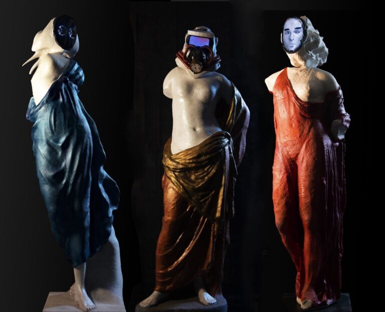 Ale Guzzetti, 3 muse, 2020 (PLA stampa 3d e maschere animazione led)
