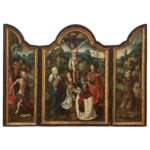 Artista fiammingo, Trittico ad ante con Crocifissione di Cristo, Santi e un donatore. Courtesy Pandolfini