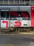 Barbara Kruger, Untitled (Another Again) 2025, Ukrainian Railways Intercity Train, Ukraine (detail). Courtesy of the artist, RIBBON International, Ukrainian Railways, and Sprüth Magers. Ph. Vitalii Halanzha