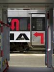 Barbara Kruger, Untitled (Another Again) 2025, Ukrainian Railways Intercity Train, Ukraine (detail). Courtesy of the artist, RIBBON International, Ukrainian Railways, and Sprüth Magers. Ph. Vitalii Halanzha