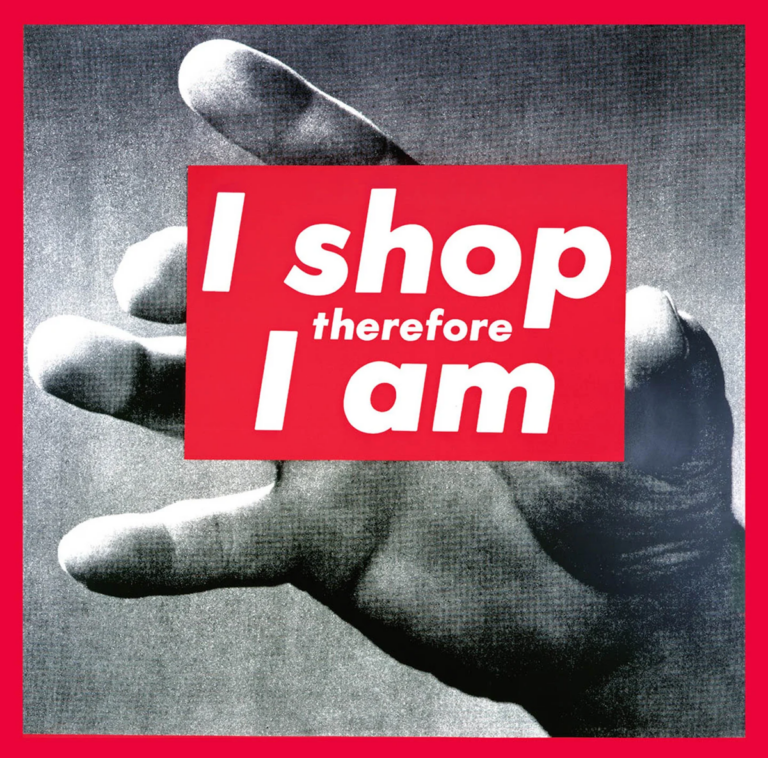 barbara kruger untitled i shop therefore i am 1987 La grande artista Barbara Kruger in Ucraina con un progetto d'arte pubblica sui vagoni di un treno