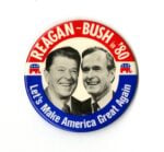 Button Regan:Bush con lo slogan MAGA conservato dagli Smithsonian di Washington