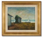 Carlo Carrà, Capanni e vela sulla riva, 1955. Courtesy Il Ponte Casa d'Aste