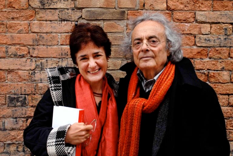 Francesca Corrao con il poeta Adonis. Venezia, Biennale Teatro 2008