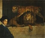 Francesco Hayez, Un leone e una tigre entro una gabbia con il ritratto del pittore, 1831 ca., Milano, Museo Poldi Pezzoli