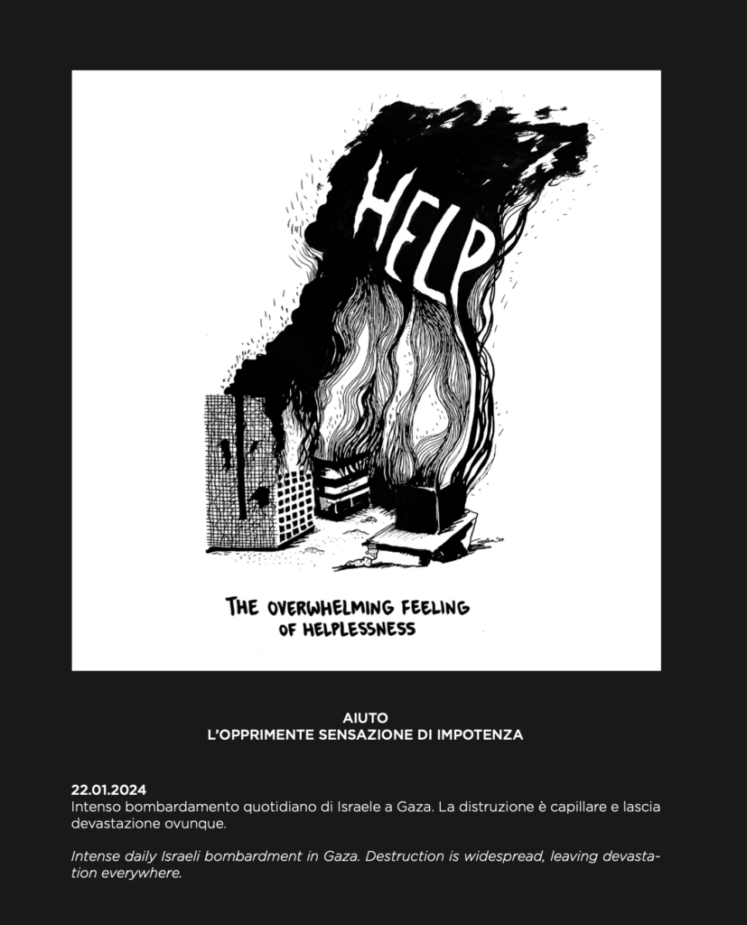 gina nakhle koller mentre il mondo guarda eris edizioni 2025 Un toccante diario a fumetti per documentare gli attacchi israeliani su Gaza