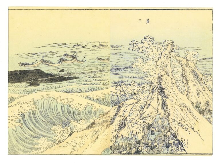 Hokusai, Caccia alla balena. Xilografia policroma su carta di gelso. Collezione privata