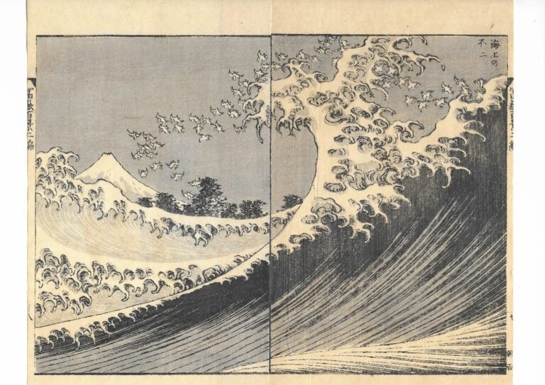 Hokusai, Il Fuji visto dal mare. Xilografia policroma su carta di gelso. Collezione privata
