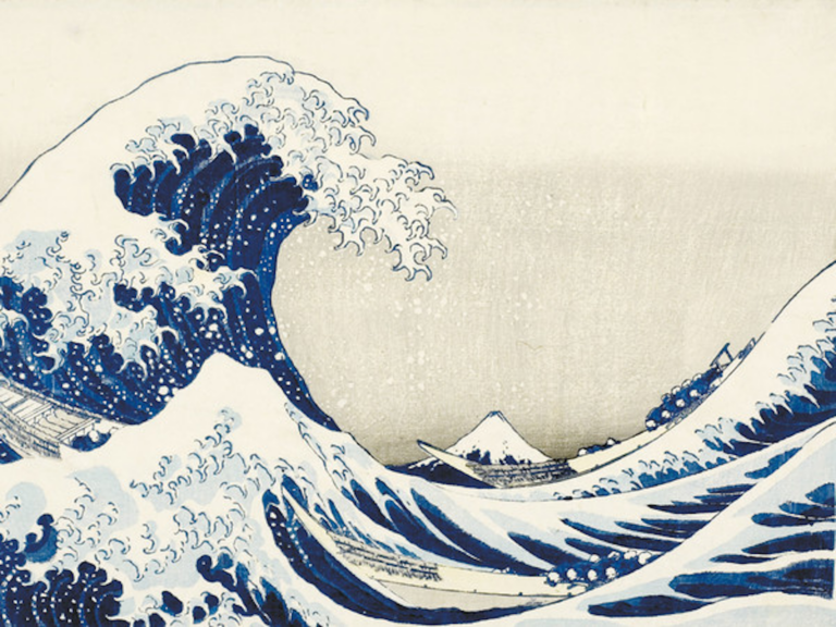 Hokusai, La grande onda presso la costa di Kanagawa, dalla serie Trentasei vedute del monte Fuji,1830-1832 circa, Silografia policroma