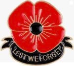il Poppy pin in smalto che ricorda i caduti della prima guerra mondiale in Gran Bretagna