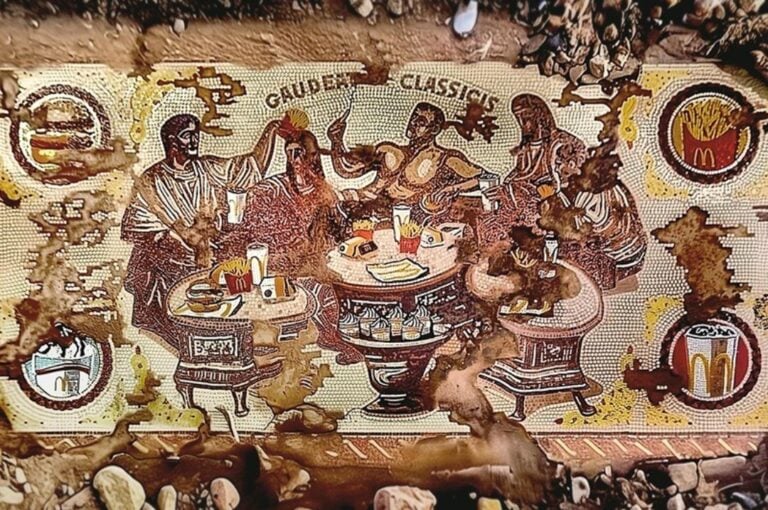 Il finto mosaico romano di McDonald’s alla Galleria Sordi: quando la parodia diventa paradosso