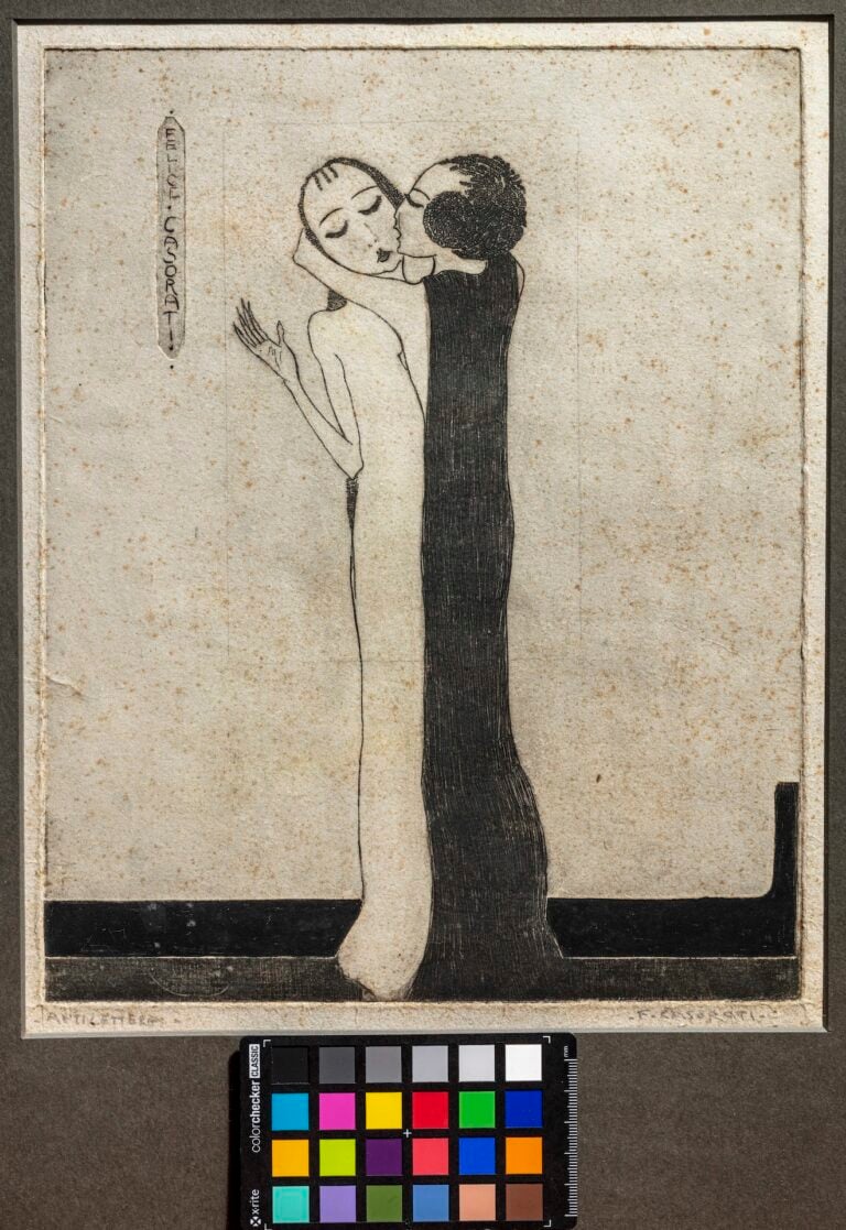 L'abbraccio, 1914, acquaforte e acquatinta, 305 x 243 mm. Collezione privata. Photo Credit Pino Dell’Aquila. © Felice Casorati by SIAE