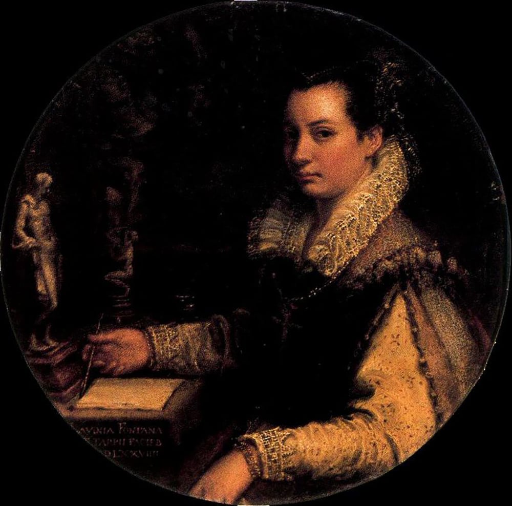 Lavinia Fontana, Autoritratto nello studio, Collezione di autoritratti agli Uffizi, Firenze, firmato e datato 1579