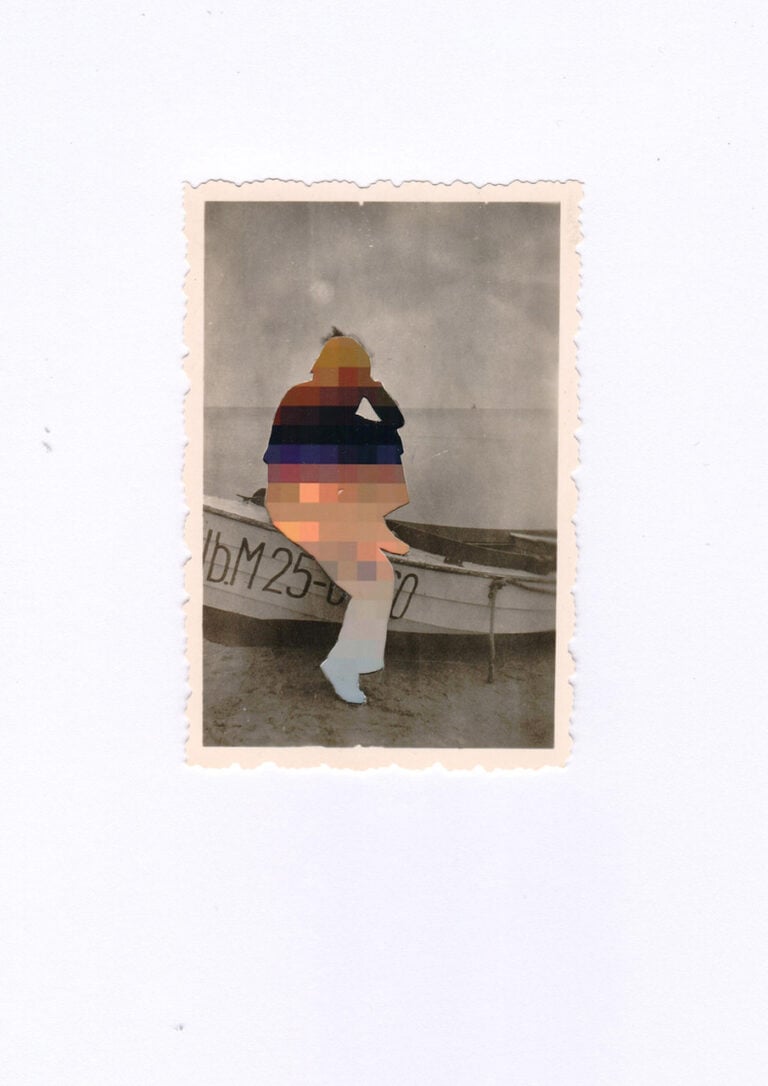 Lilly Lulay, Time travellers _ f01abstr789hborli, 2023, photo collage (analog b_w found footage, digital C-print), 6,1 cm x 9 cm (unframed), framed_ 40 x 50 cm