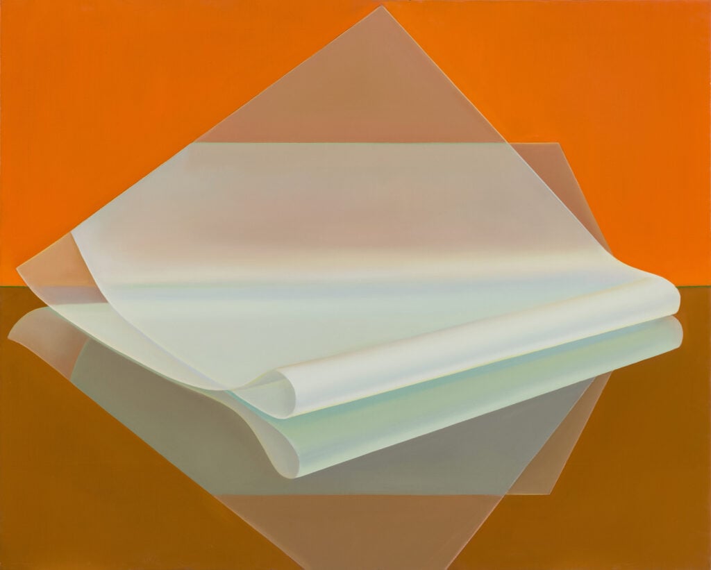 Liu Cong, Paper Horizon Orange, 150x120cm, 2023. Courtesy the artist and REFLEXION