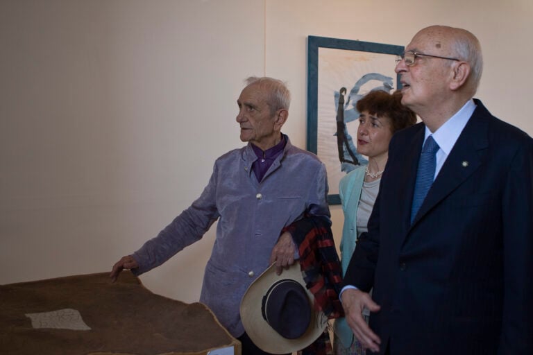 Ludovico Corrao, il Presidente della Repubblica Giorgio Napolitano e Francesca Corrao. Ph. Archivio Fondazione Orestiadi