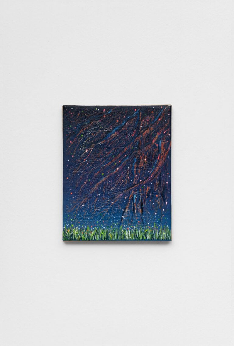 Matteo Capriotti, Mi aspettavi per un saluto e sono andato via, acrilico e olio su tela, 25x20 cm, 2024