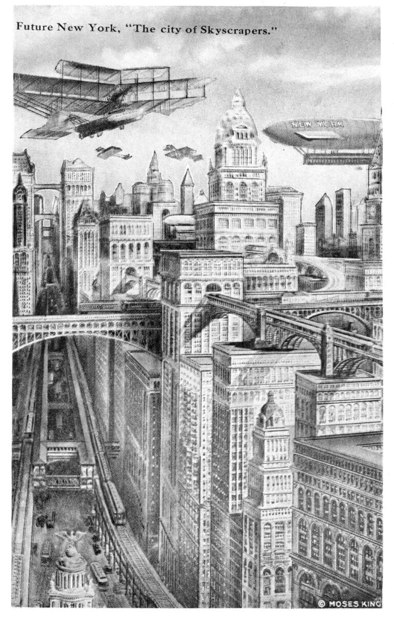 Moses King, The Cosmopolis of the Future, disegno di Harry M. Pettit, 1908. Courtesy l’editore