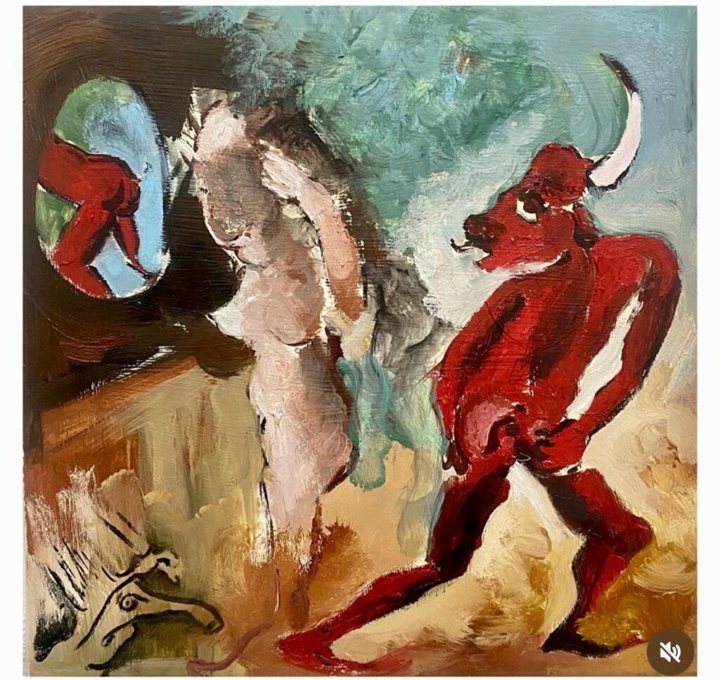 Silvia Paci, Scherzetto, olio su tela, 30x30 cm, 2024