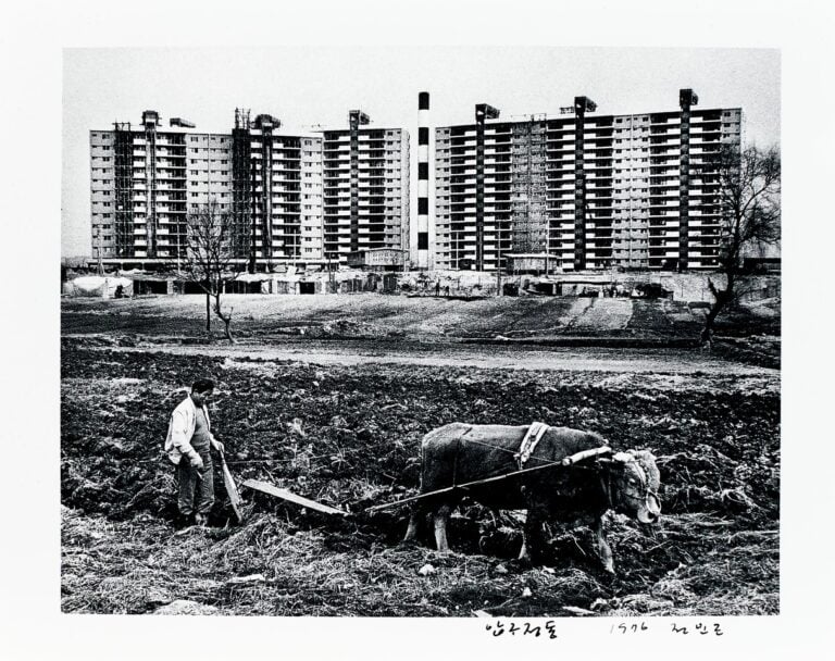 Vista di Gangnam con i complessi residenziali Hyundai. Foto di Jun Min Cho, per gentile concessione del Museo di Storia Contemporanea della Corea.