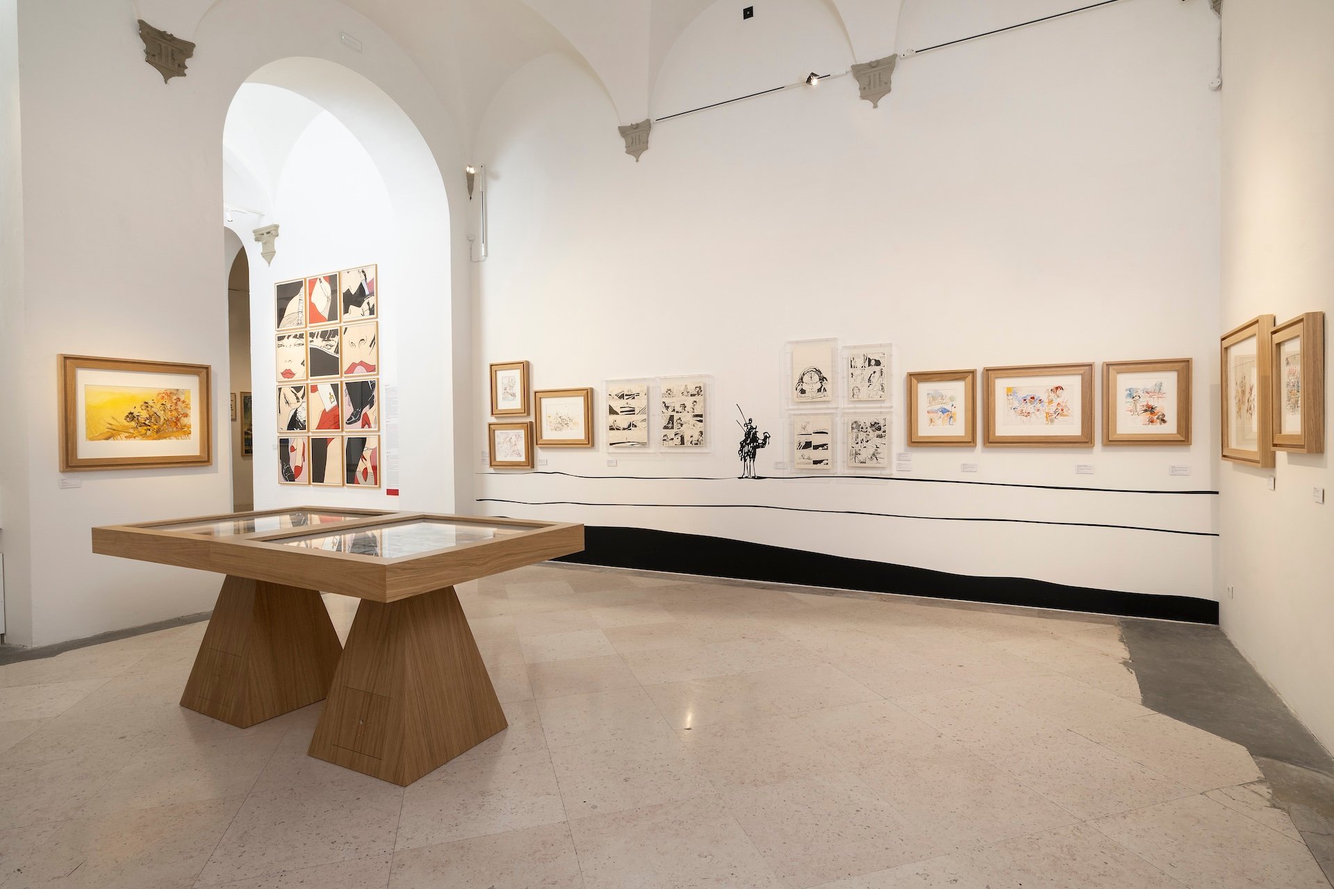 Exhibition view , Hugo Pratt. Geografie immaginarie_, Palazzo delle Papesse, Siena, 2025. Photo © Opera Laboratori
