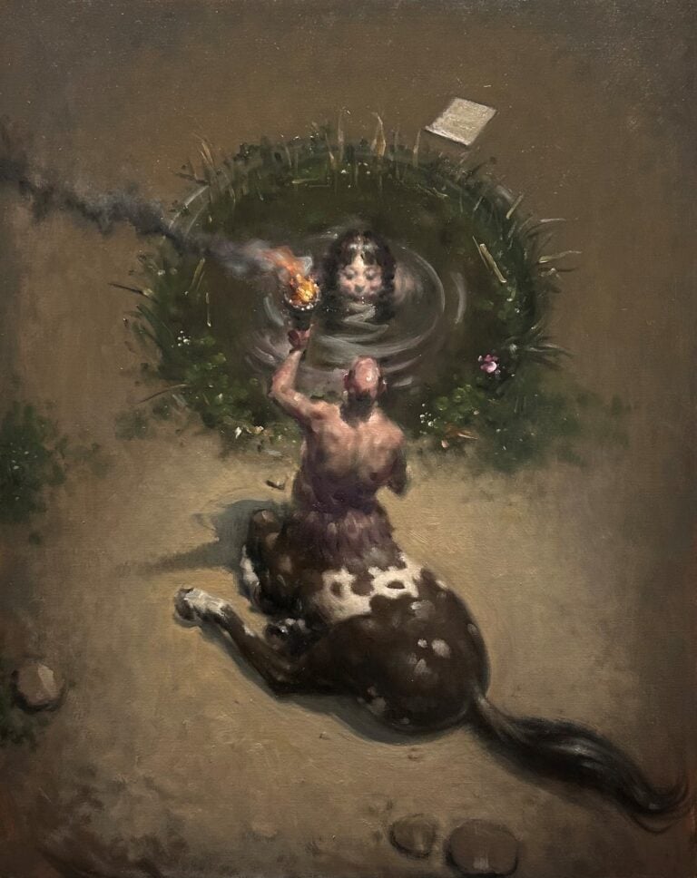Wainer Vaccari, Sono Chirone…sono tornato, 2025, olio su tela, 100 x 80 cm, Courtesy l’artista
