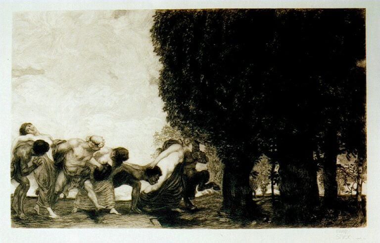 Franz von Stuck, Satiri e Ninfe, 1913, acquaforte, 640 x 933 mm, Museo delle Raccolte Frugone, Genova