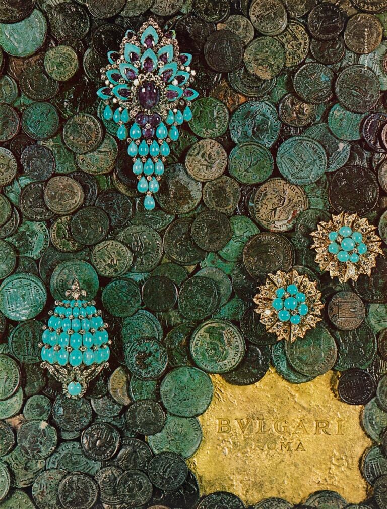 Advertising campaign Ancient Coin Background, 1965-1970, Gaio Bacci – Roma. Archivio Storico Bvlgari