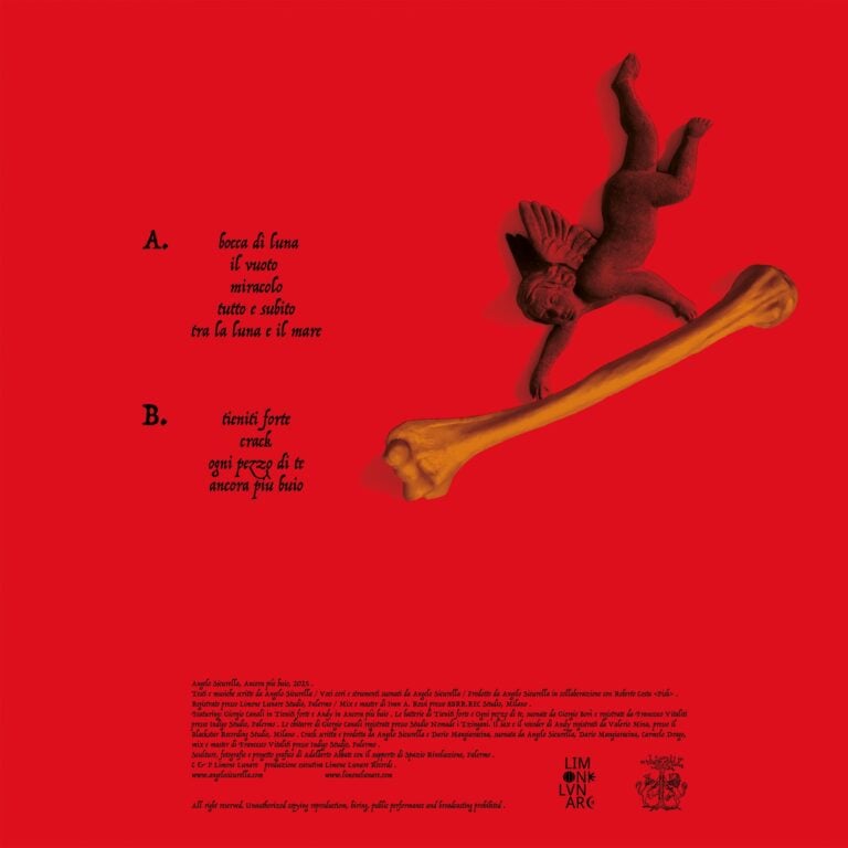 Angelo Sicurella, Ancora piu buio, retro copertina. Immagine di Alberto Abbate