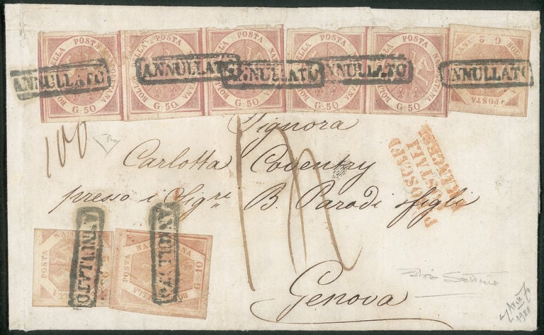 Antichi Stati Italiani, Napoli, Lettera a mezzo vapore francese Pausilippe. Courtesy Kruso Art