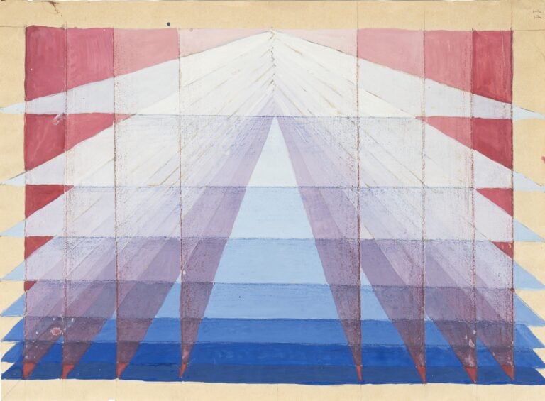 Dalla collezione Monica Vitti_Giacomo Balla, Compenetrazione iridescente-studio per Penetrazione + spazio, 1912, tempera su carta, cm 19 x 26,5, stima € 65-80mila