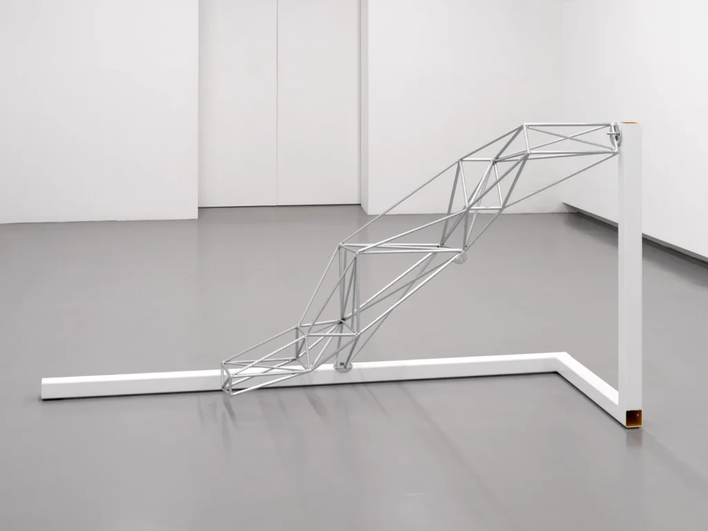 Fabrizio Prevedello, Ascesa e caduta (364 C), 2014-2025, galvanised steel, painted color
, cm 220x120x80, Ph Dario Lasagni