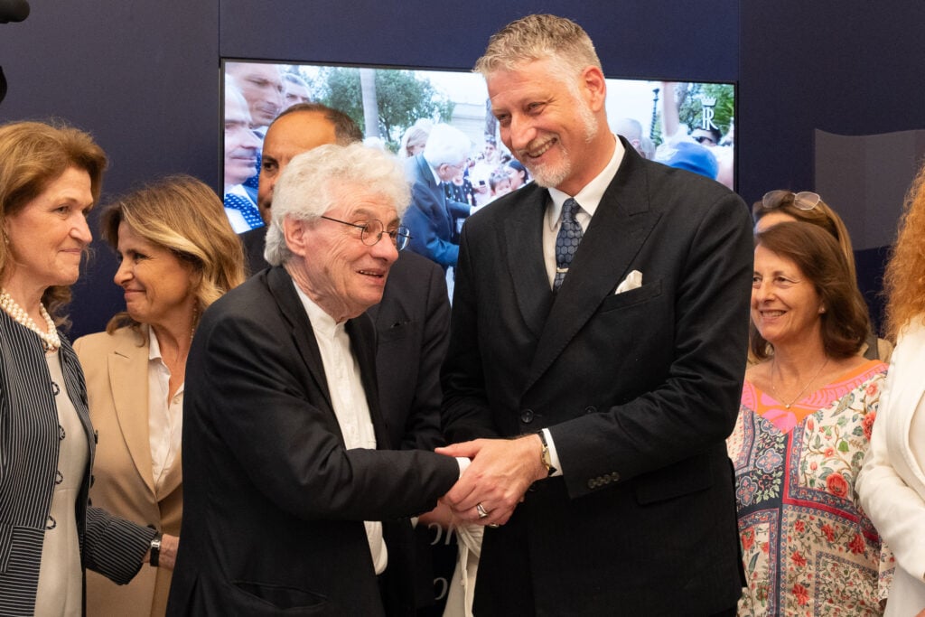 Mario Botta e Alessandro Giuli all'inaugurazione di Palazzo San Felice. Photo Emanuele Minerva, Ministero della Cultura
