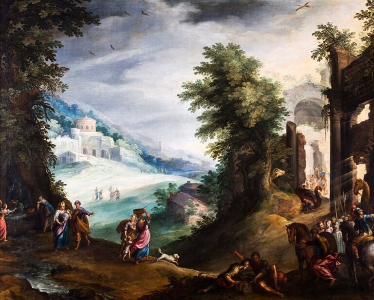 paul bril paesaggio con rebecca al pozzo 1590 1599 piacoteca ambrosiana milano Riallestita la splendida sala fiamminga dell’Ambrosiana di Milano. A 4 secoli dalla morte di Jan Brueghel il Vecchio 